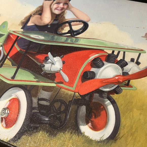 APPLEJACK ART Print on Canvas Female Aviator 1926 By-plane Distressed Frame - Picture 10 of 11